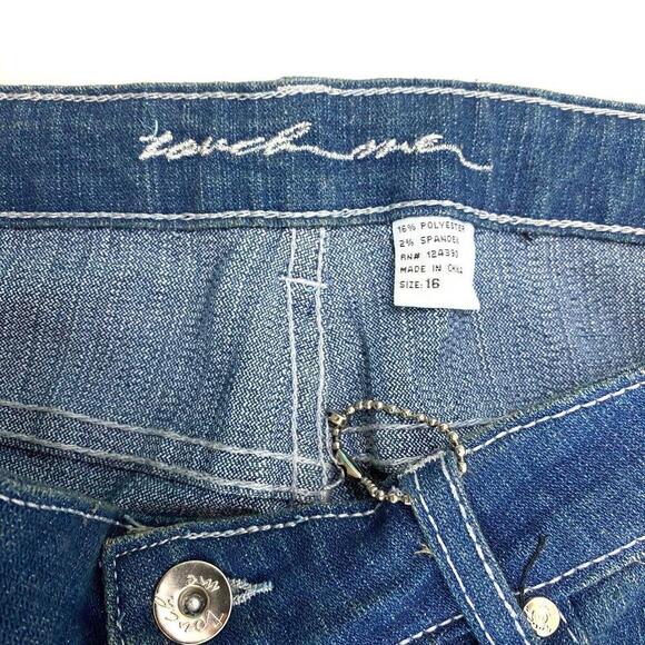 Touch Me Back Flap Pockets Skinny Women's size 16 Dark Wash Blue Denim jeans - Picture 3 of 3